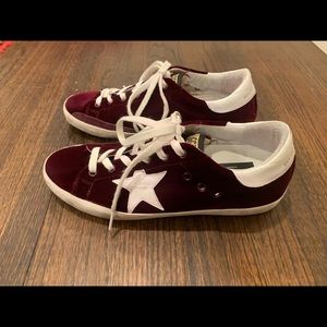 Golden Goose burgundy Superstar Velvet Sneakers